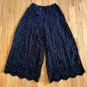 American Eagle Wide Leg Cropped Polka Dot Drawstring Pants
